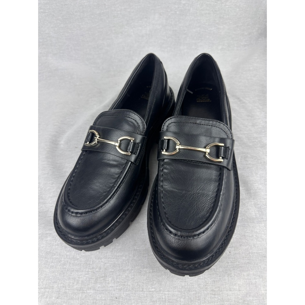 Wild Fable Black Lug Sole Loafers Horsebit Detail Memory Foam Size 8.5 - Picture 7 of 8